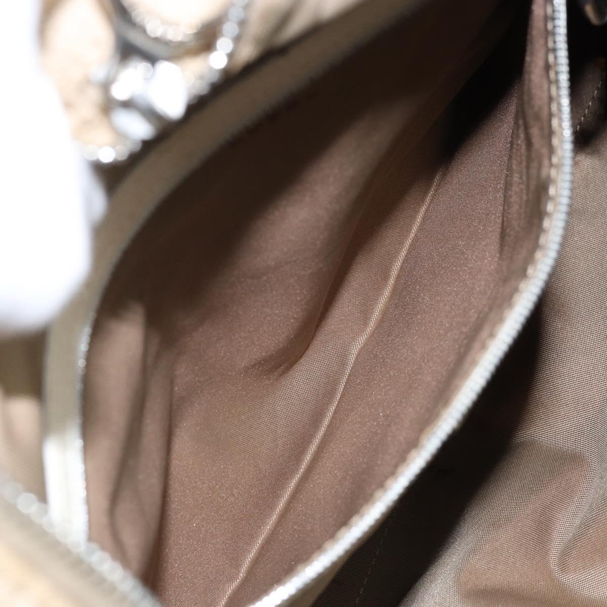 FENDI Hand Bag Canvas Beige Silver Auth 169763