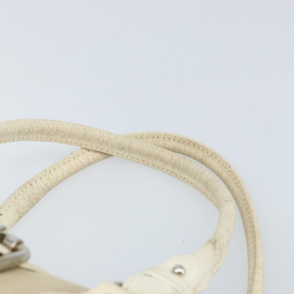 FENDI Hand Bag Canvas Beige Silver Auth 169763