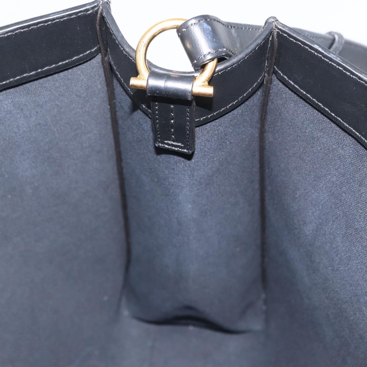 Salvatore Ferragamo Gancini Hand Bag PVC 2way Beige Gold Auth 169765