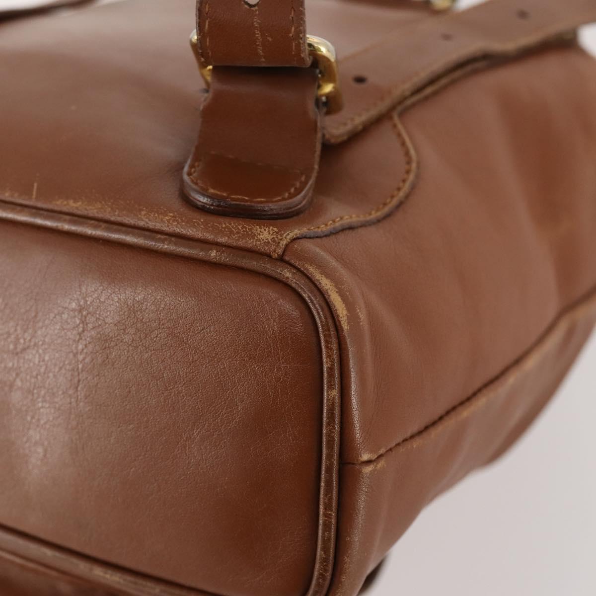 GUCCI Bamboo Backpack Leather Brown Gold Auth 169775