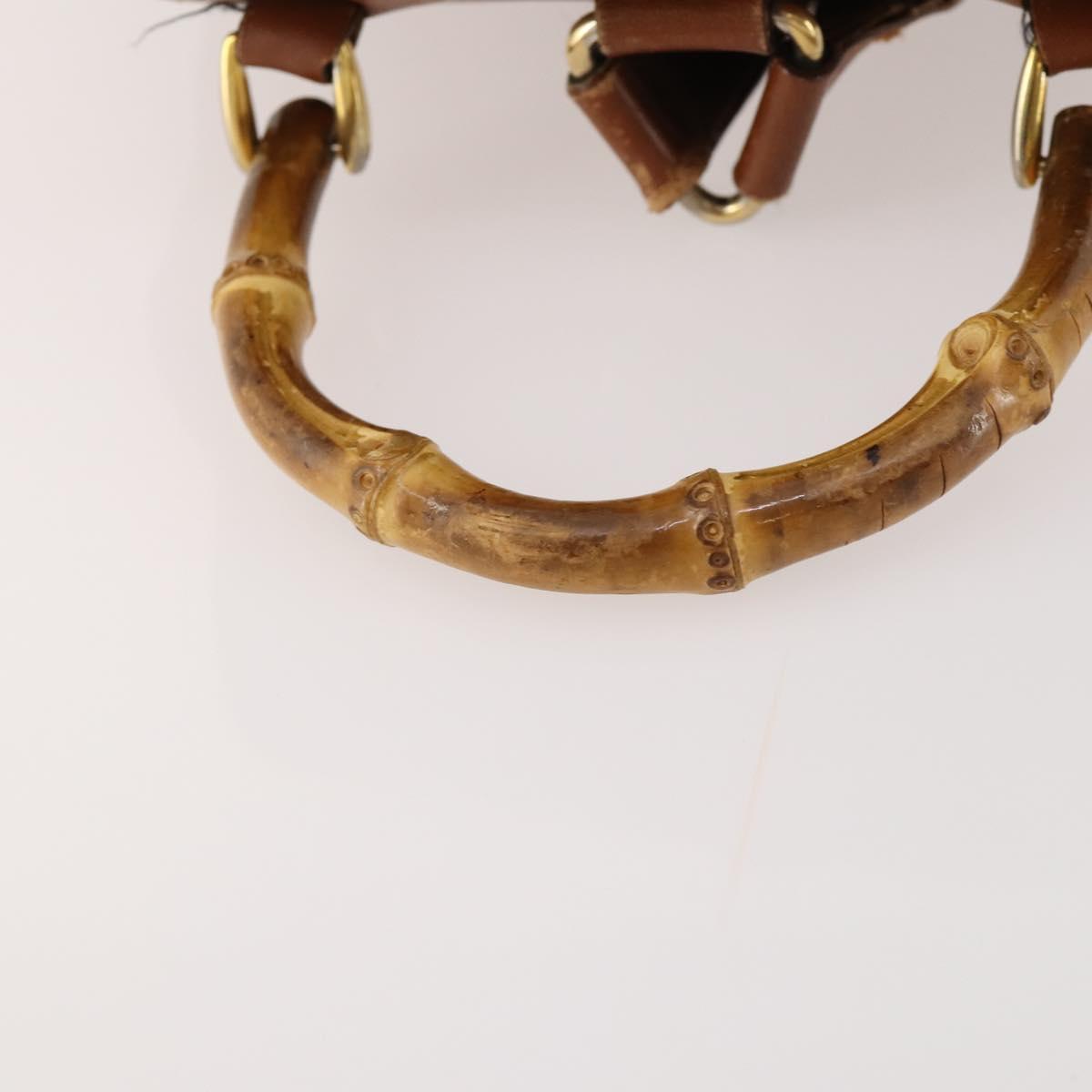 GUCCI Bamboo Backpack Leather Brown Gold Auth 169775