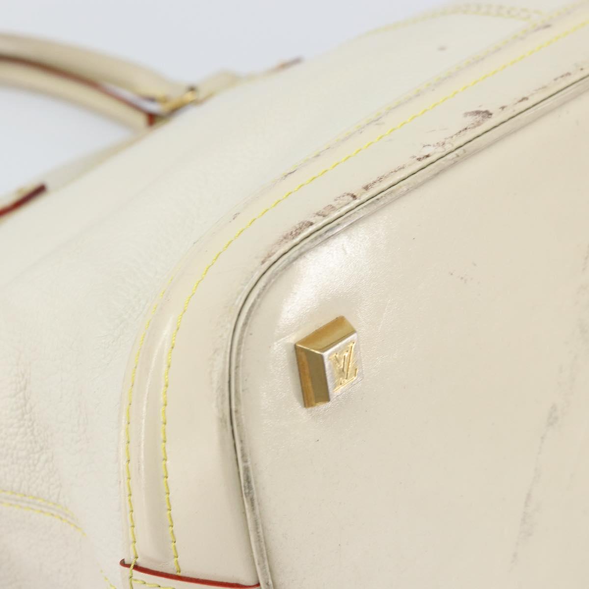 LOUIS VUITTON Suhari Lockit MM Hand Bag Leather White M91874 LV Auth 169782