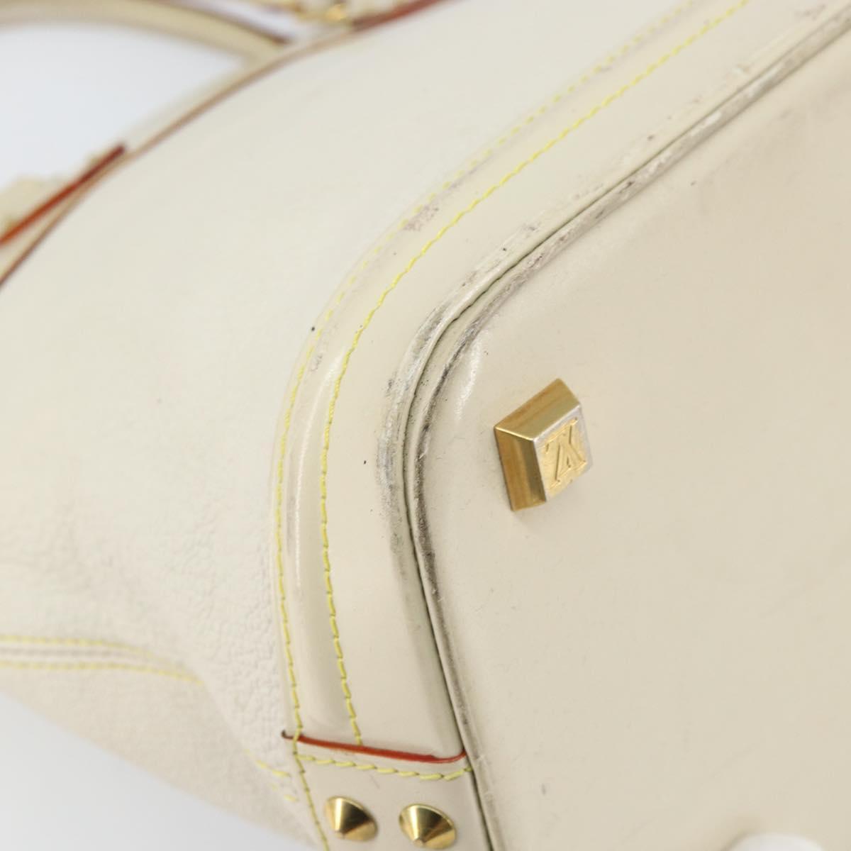 LOUIS VUITTON Suhari Lockit MM Hand Bag Leather White M91874 LV Auth 169782
