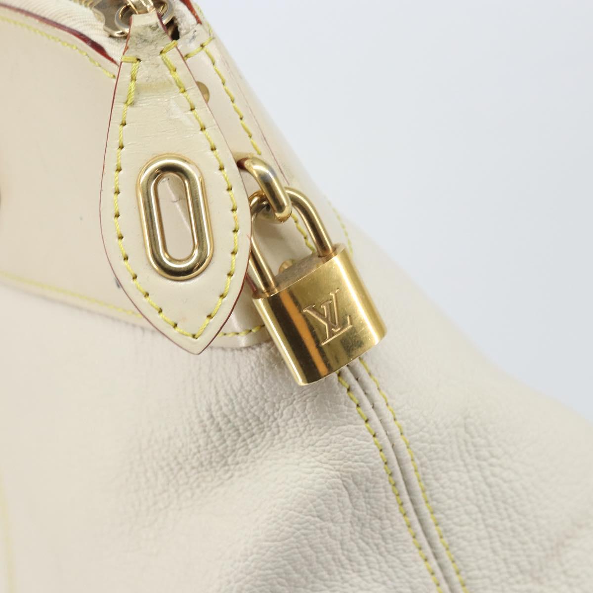 LOUIS VUITTON Suhari Lockit MM Hand Bag Leather White M91874 LV Auth 169782