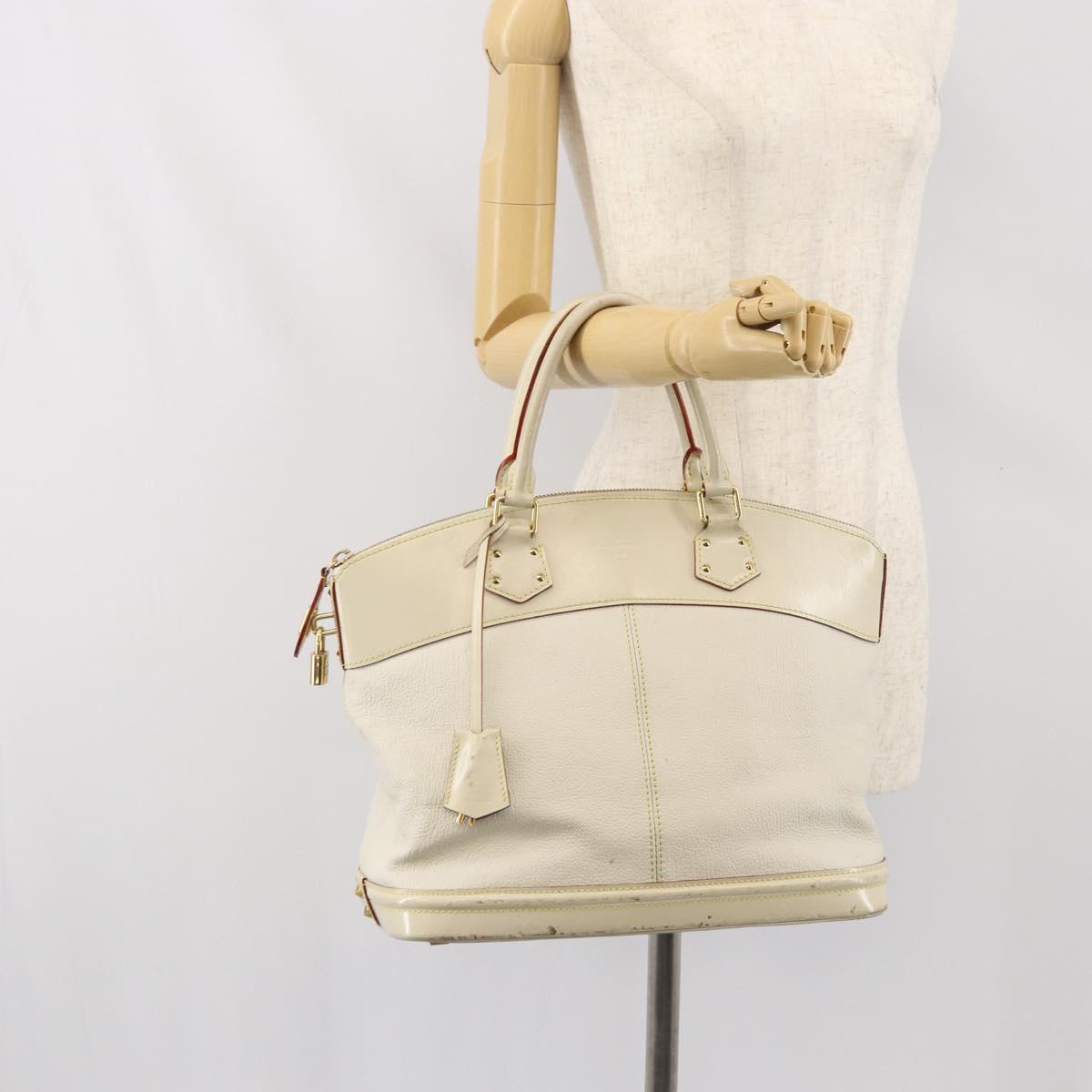 LOUIS VUITTON Suhari Lockit MM Hand Bag Leather White M91874 LV Auth 169782