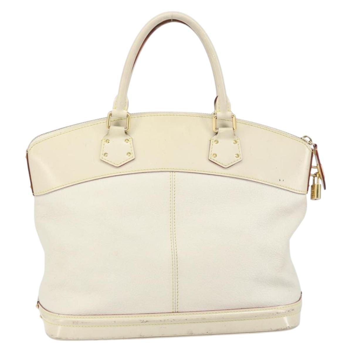 LOUIS VUITTON Suhari Lockit MM Hand Bag Leather White M91874 LV Auth 169782