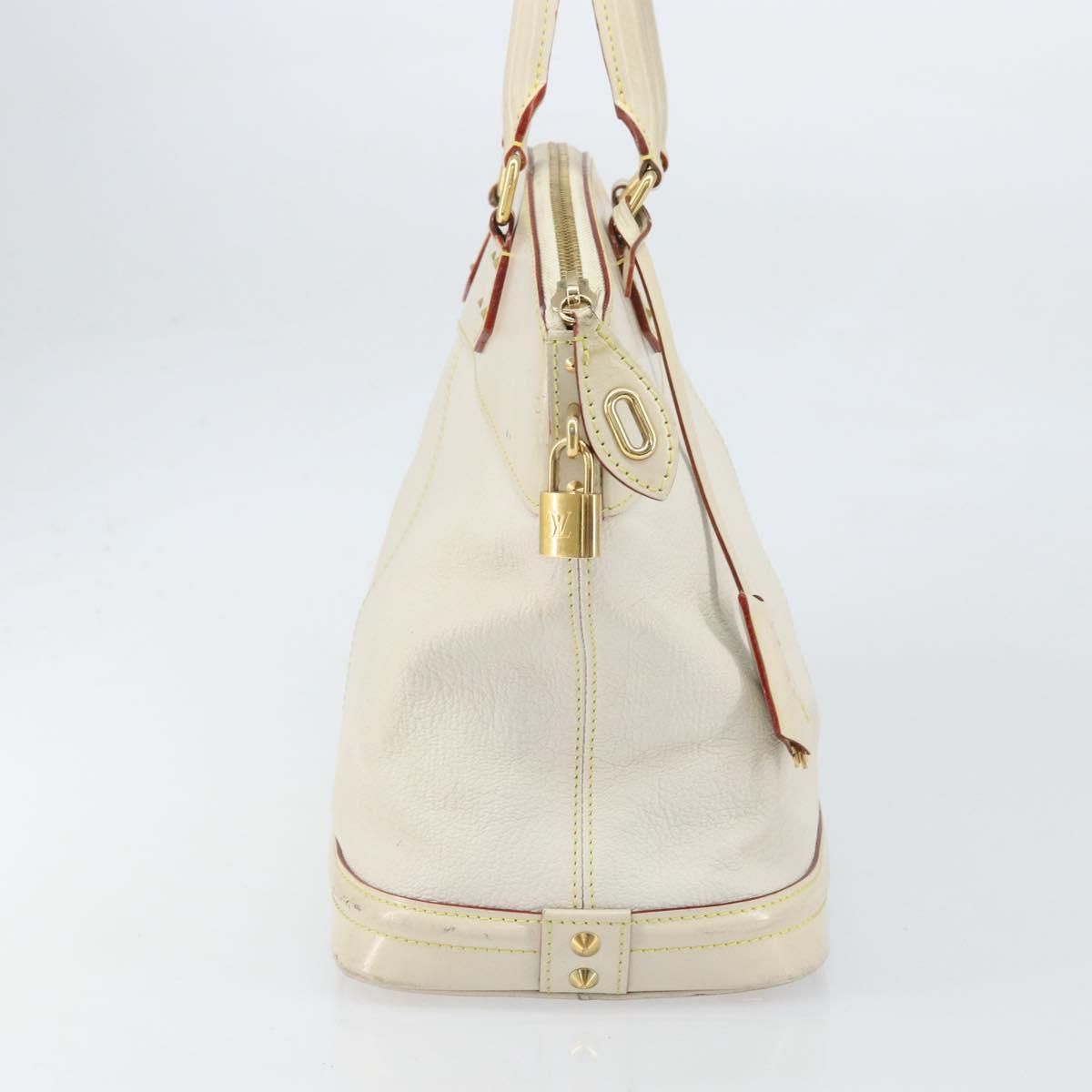 LOUIS VUITTON Suhari Lockit MM Hand Bag Leather White M91874 LV Auth 169782