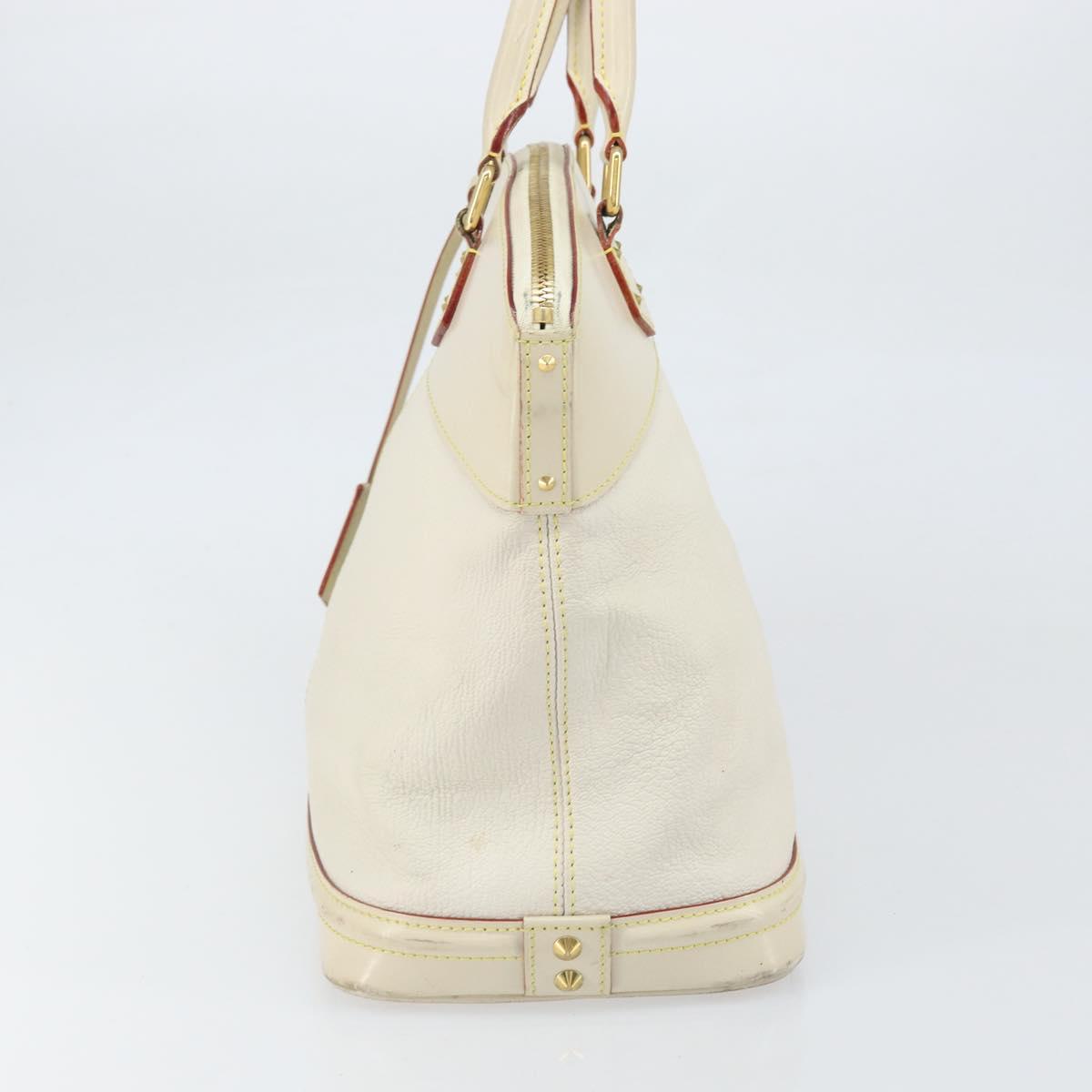 LOUIS VUITTON Suhari Lockit MM Hand Bag Leather White M91874 LV Auth 169782
