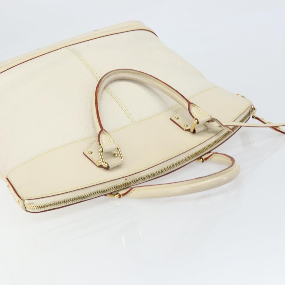 LOUIS VUITTON Suhari Lockit MM Hand Bag Leather White M91874 LV Auth 169782