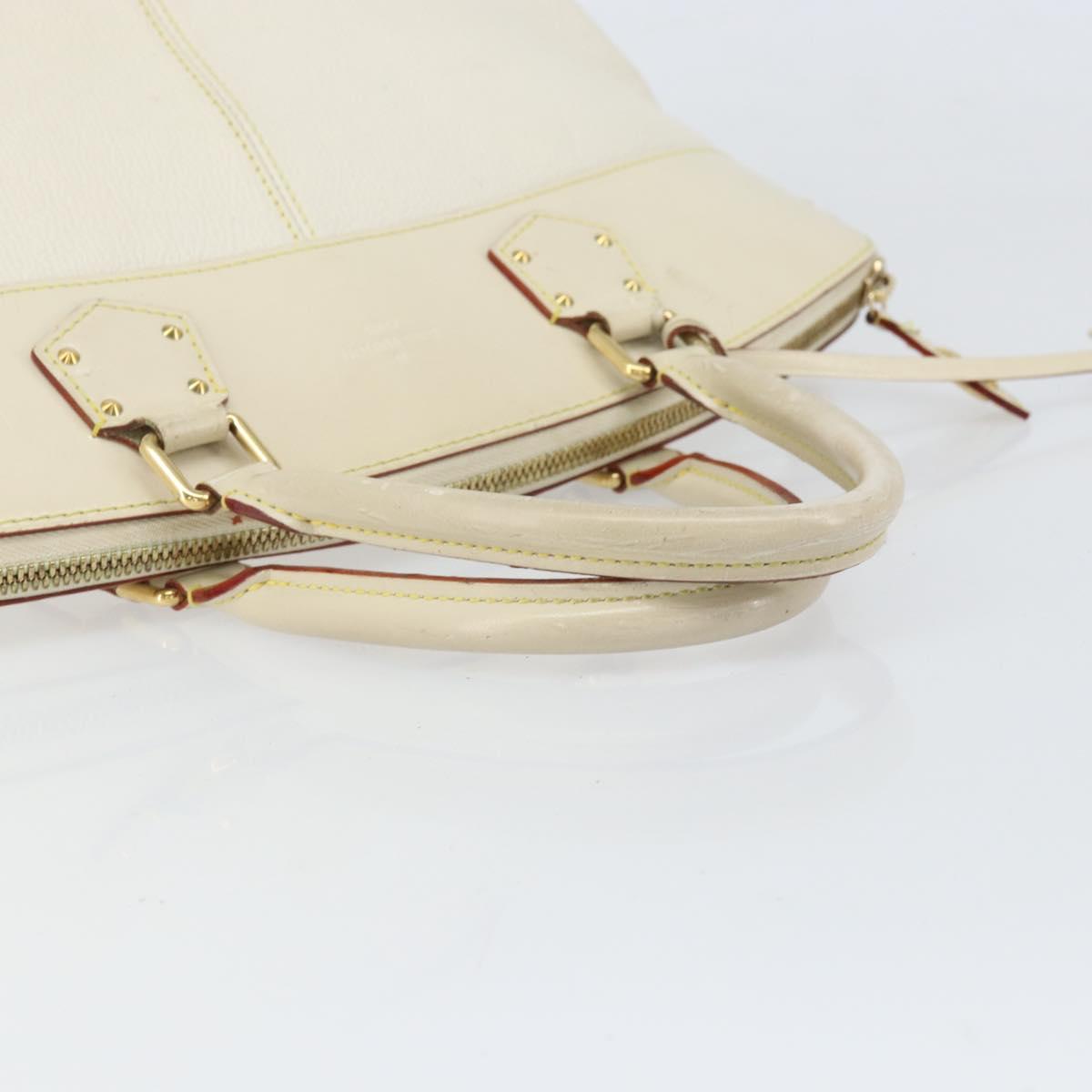 LOUIS VUITTON Suhari Lockit MM Hand Bag Leather White M91874 LV Auth 169782