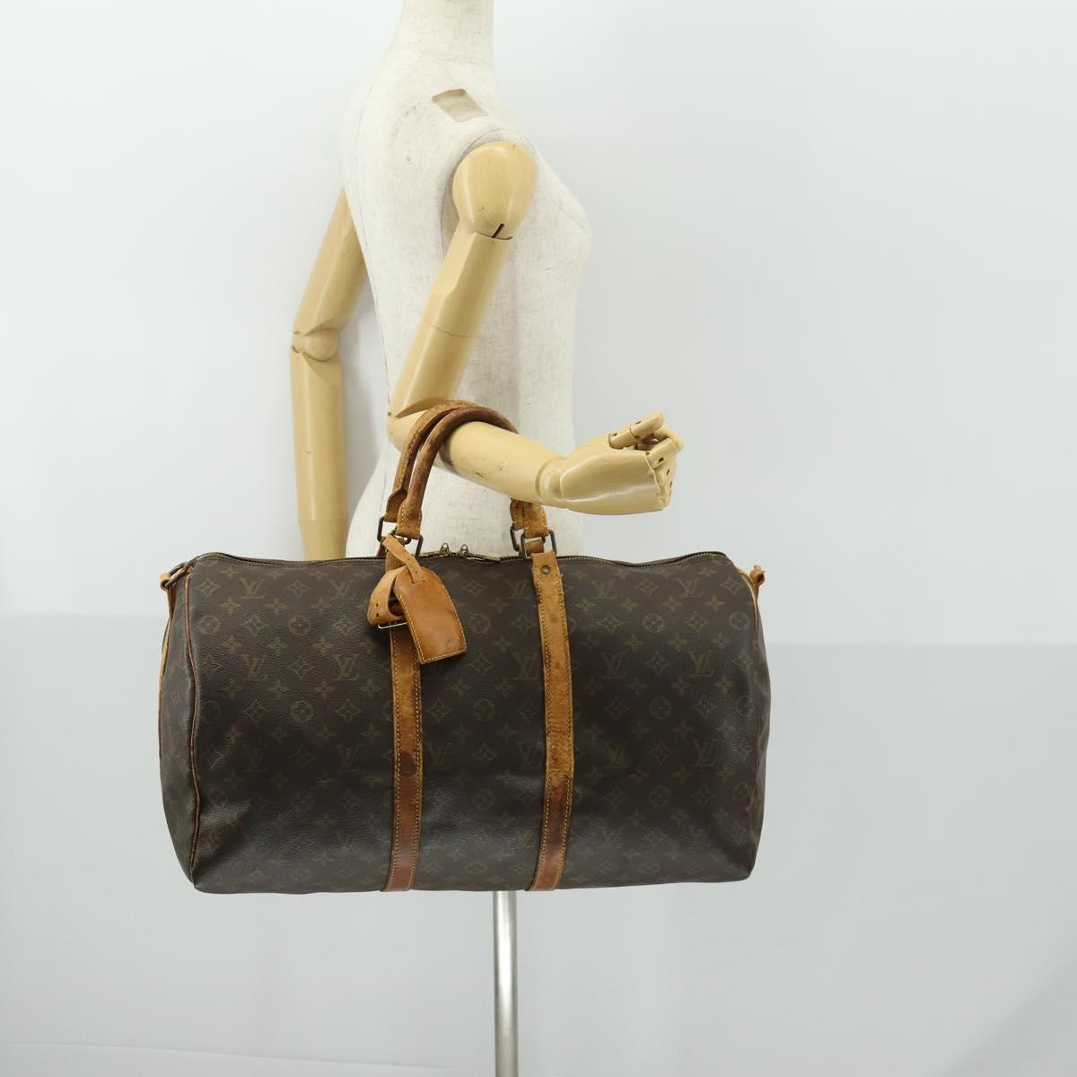 LOUIS VUITTON Monogram Keepall Bandouliere 50 Boston Bag M41416 LV Auth 169785