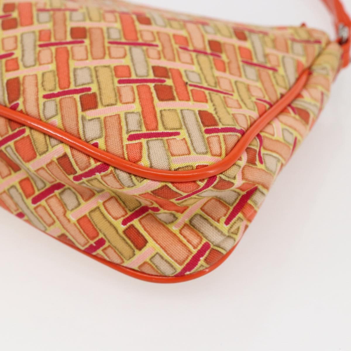 BURBERRY Blue Label Hand Bag Canvas Orange Silver Auth 169787