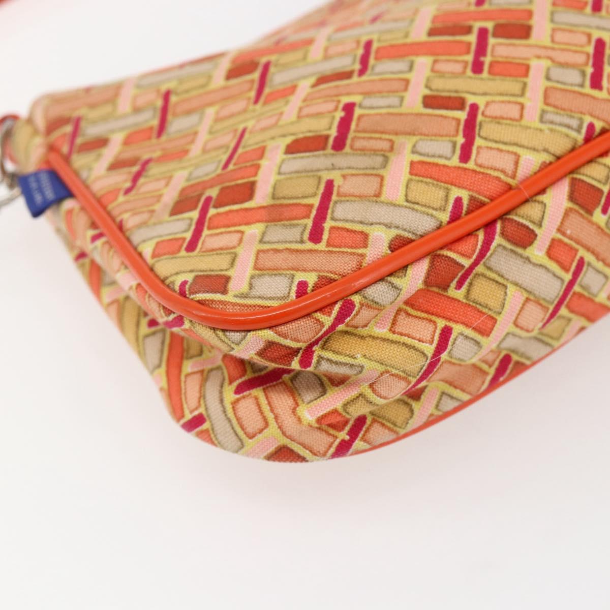 BURBERRY Blue Label Hand Bag Canvas Orange Silver Auth 169787