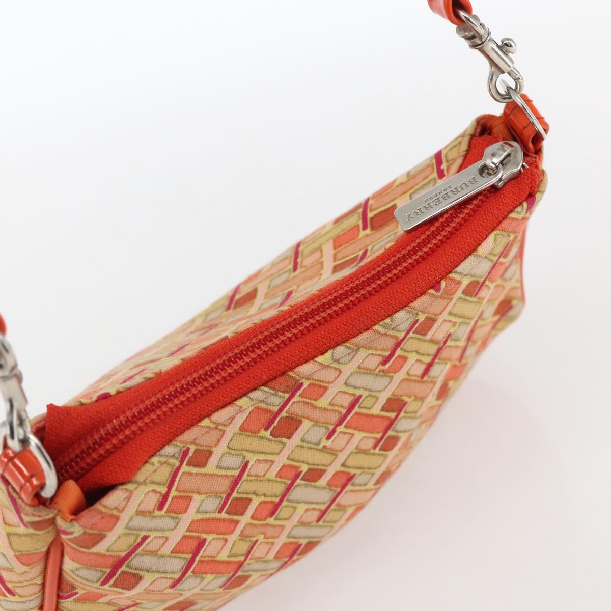 BURBERRY Blue Label Hand Bag Canvas Orange Silver Auth 169787