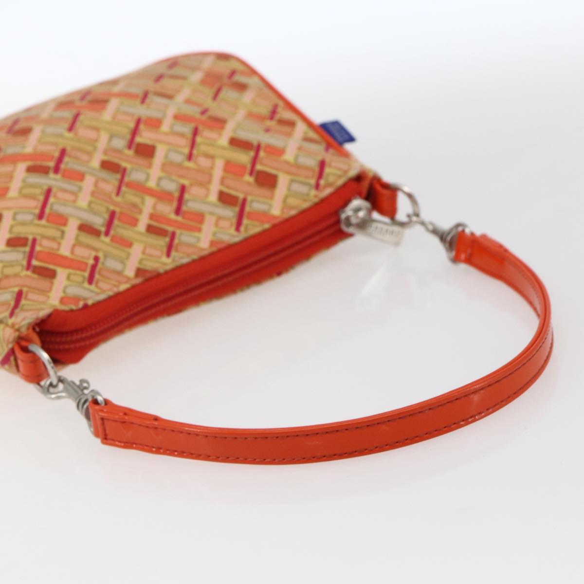 BURBERRY Blue Label Hand Bag Canvas Orange Silver Auth 169787