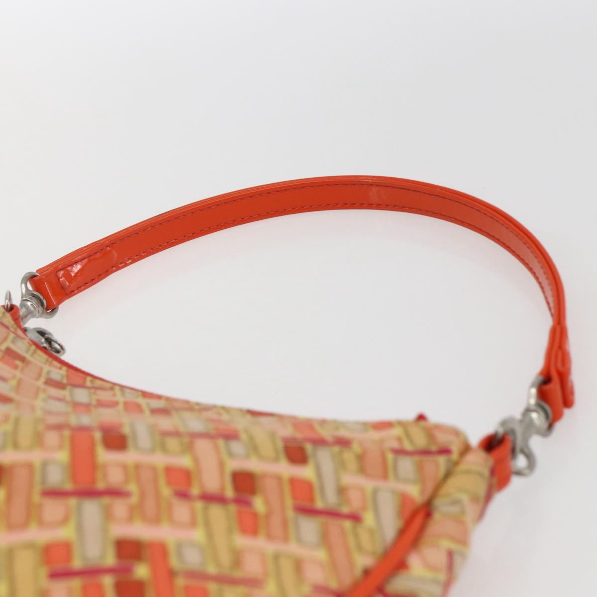 BURBERRY Blue Label Hand Bag Canvas Orange Silver Auth 169787