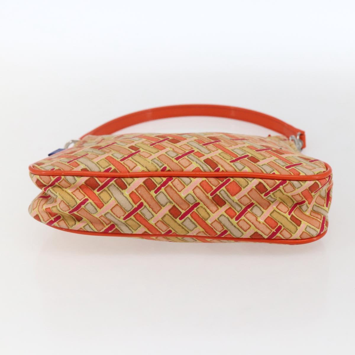 BURBERRY Blue Label Hand Bag Canvas Orange Silver Auth 169787