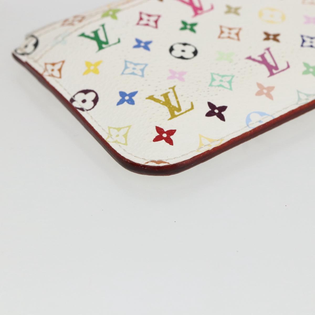 LOUIS VUITTON Multicolor Pochette Cles NM Coin Purse White M93734 Auth 169790V