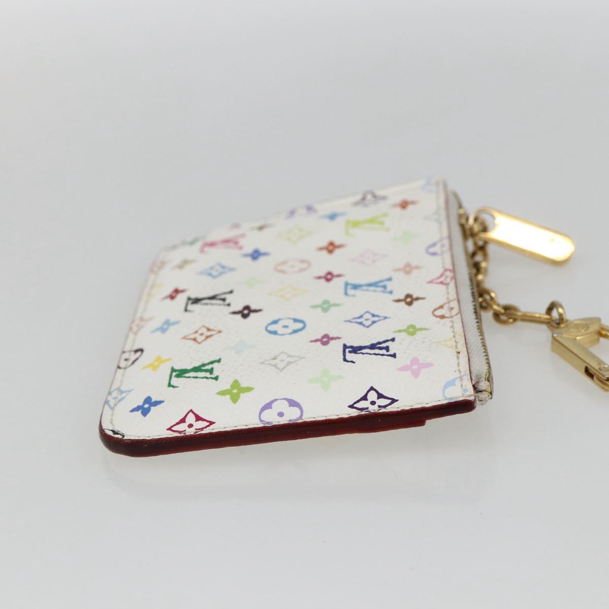 LOUIS VUITTON Multicolor Pochette Cles NM Coin Purse White M93734 Auth 169790V