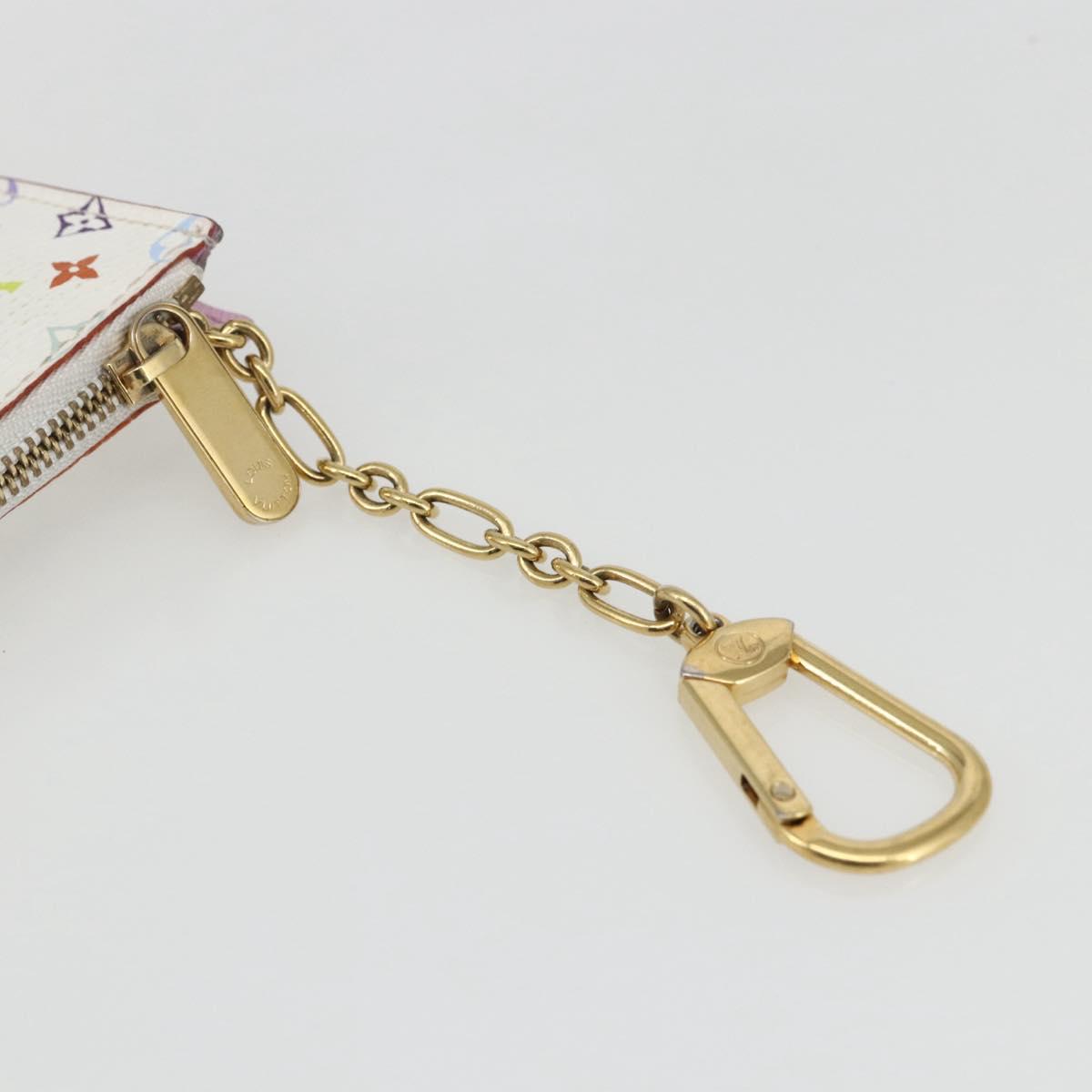 LOUIS VUITTON Multicolor Pochette Cles NM Coin Purse White M93734 Auth 169790V