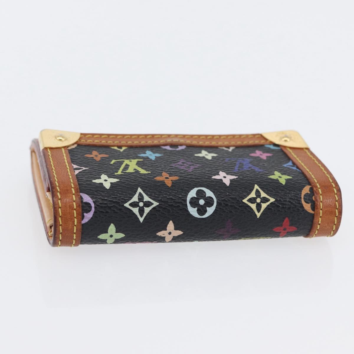 LOUIS VUITTON Monogram Multicolor Porte Monnaie Plat Black M92656 Auth 169791