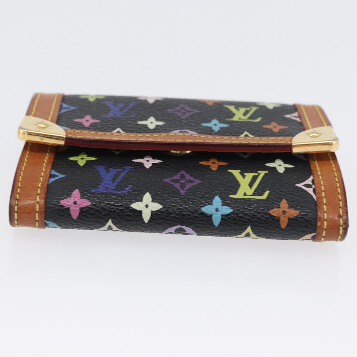 LOUIS VUITTON Monogram Multicolor Porte Monnaie Plat Black M92656 Auth 169791