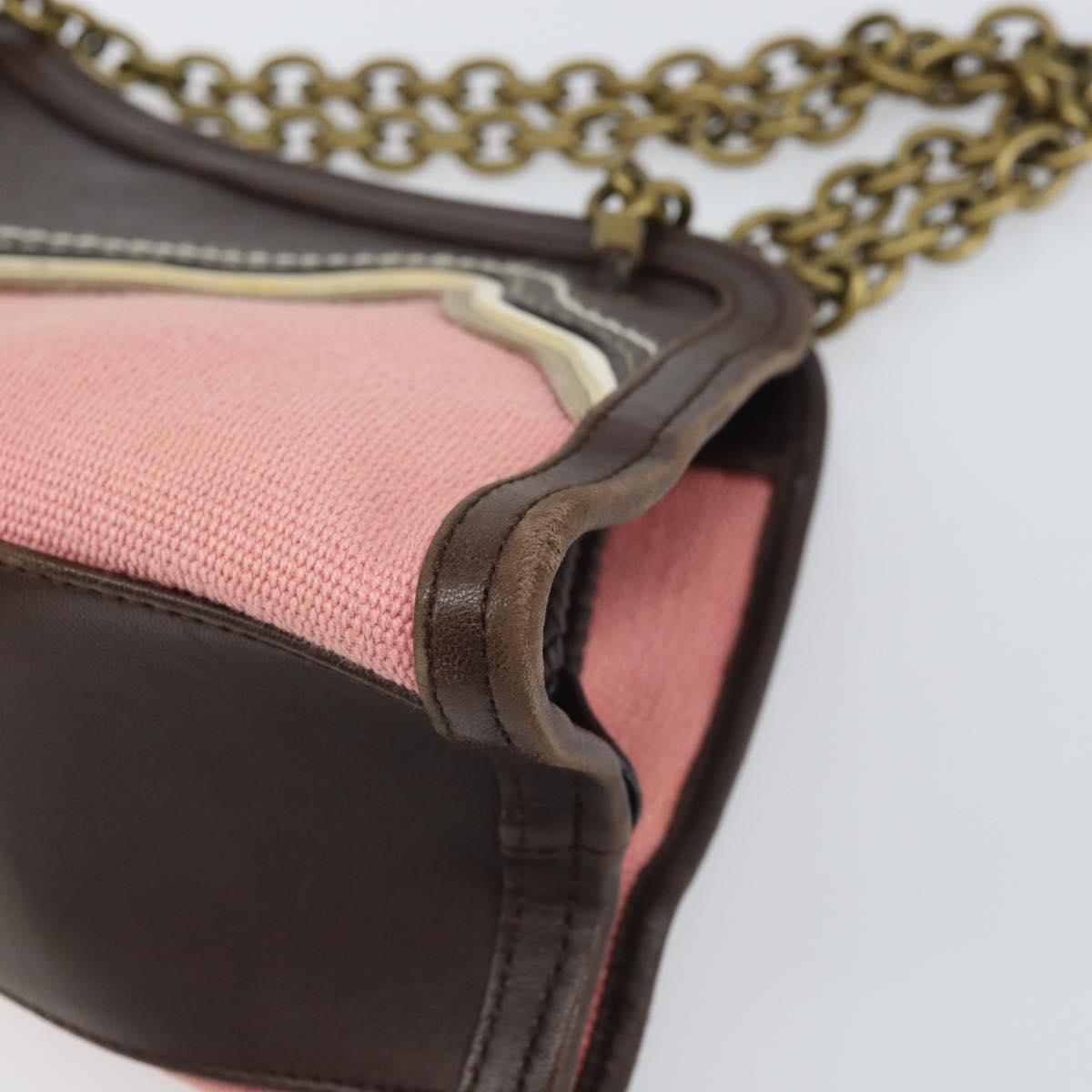 BOTTEGA VENETA Chain Hand Bag Canvas outlet Pink Gold 169980 Auth 169795V