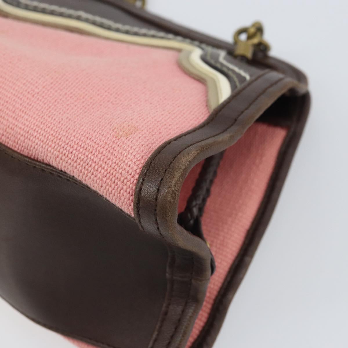 BOTTEGA VENETA Chain Hand Bag Canvas outlet Pink Gold 169980 Auth 169795V