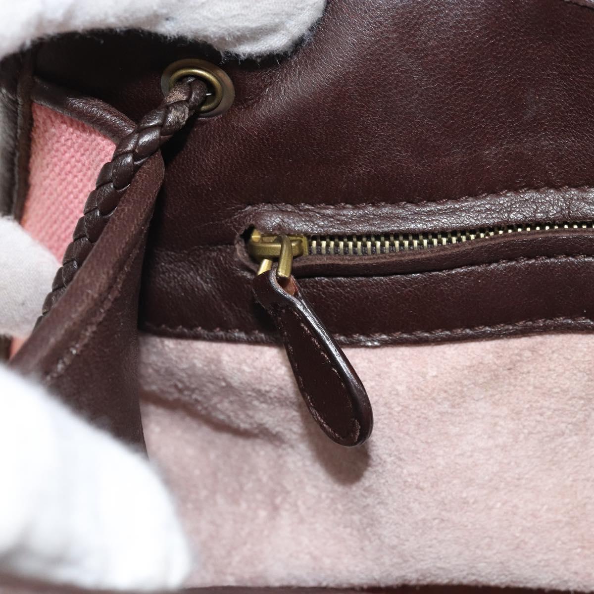 BOTTEGA VENETA Chain Hand Bag Canvas outlet Pink Gold 169980 Auth 169795V