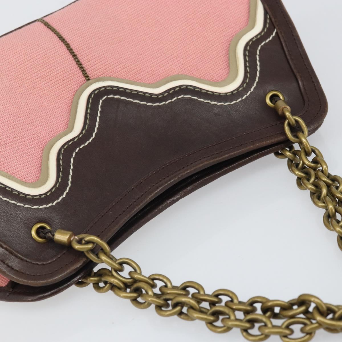 BOTTEGA VENETA Chain Hand Bag Canvas outlet Pink Gold 169980 Auth 169795V