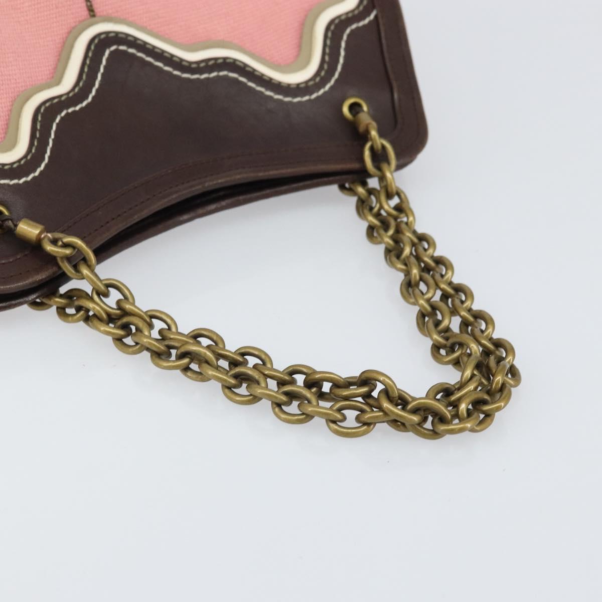 BOTTEGA VENETA Chain Hand Bag Canvas outlet Pink Gold 169980 Auth 169795V