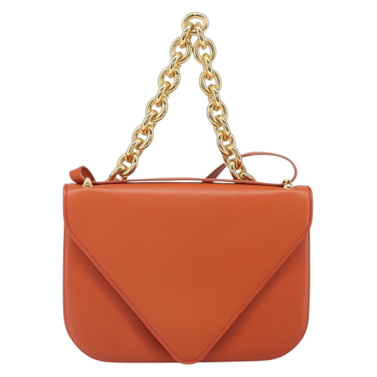 BOTTEGA VENETA Chain Shoulder Bag Leather 2way Brown Gold Auth 169800V