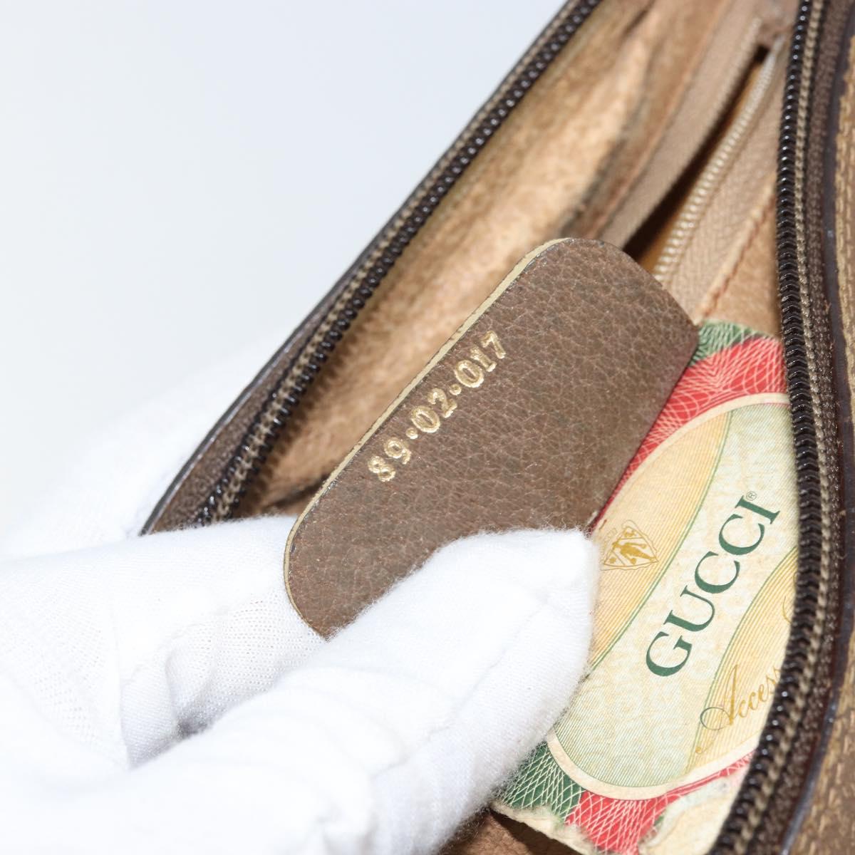 GUCCI GG Supreme Web Sherry Line Bag PVC Beige Gold 89 02 017 Auth 169801