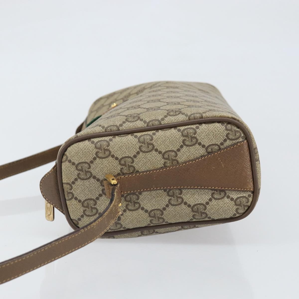 GUCCI GG Supreme Web Sherry Line Bag PVC Beige Gold 89 02 017 Auth 169801