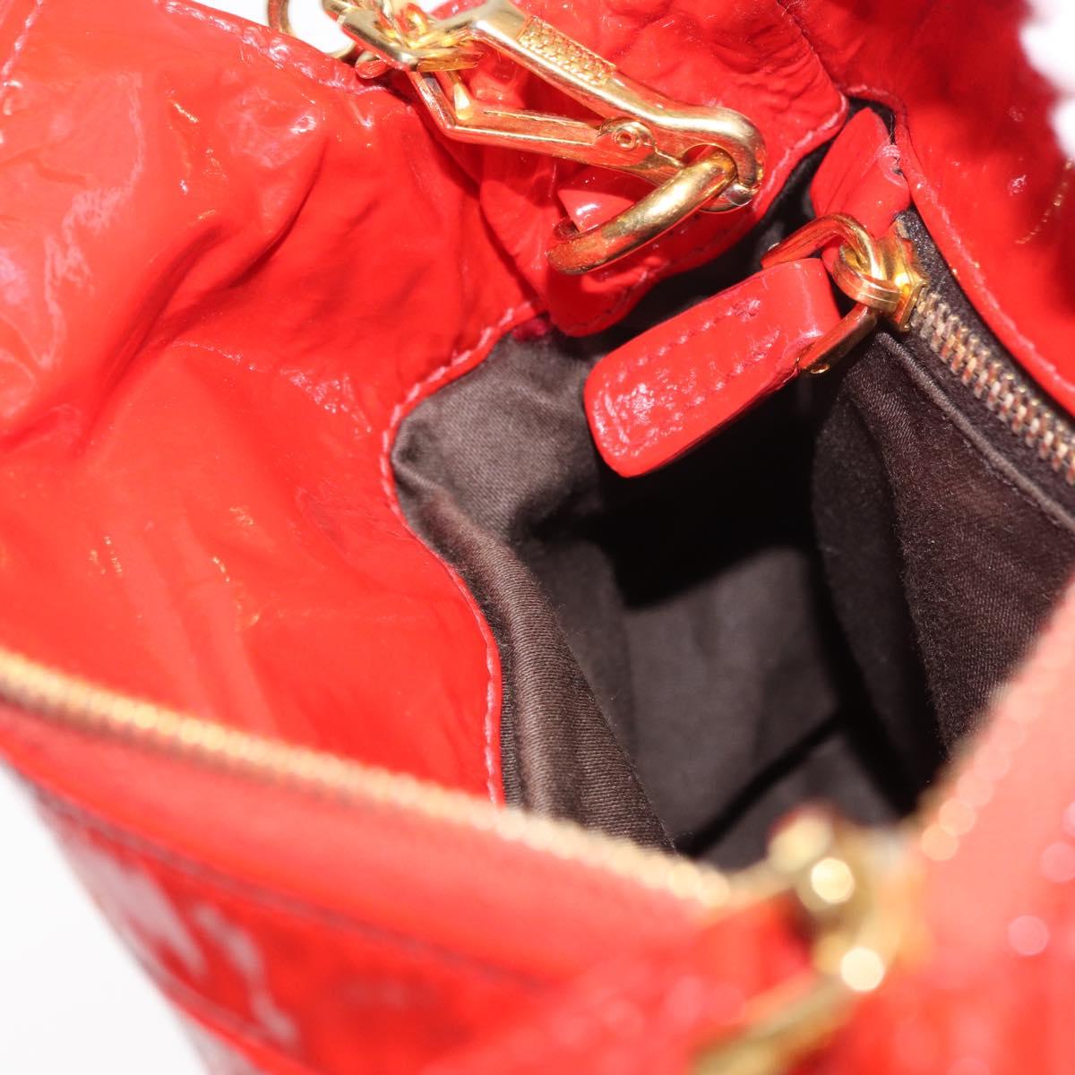 Miu Miu Hand Bag Patent leather 2way Red Gold Auth 169803