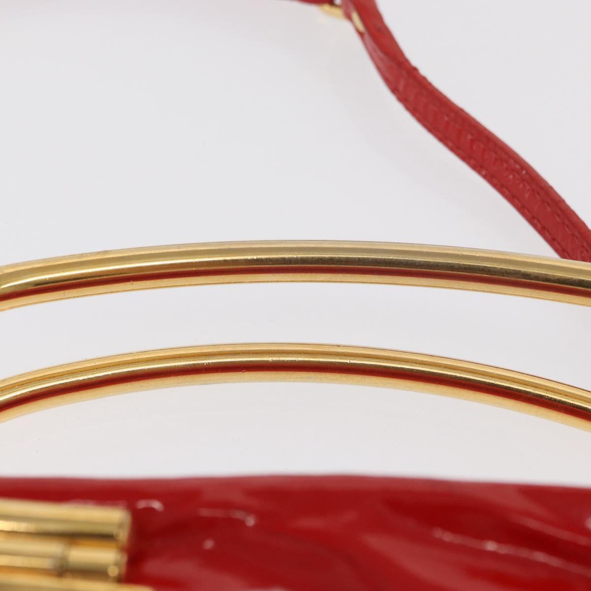 Miu Miu Hand Bag Patent leather 2way Red Gold Auth 169803