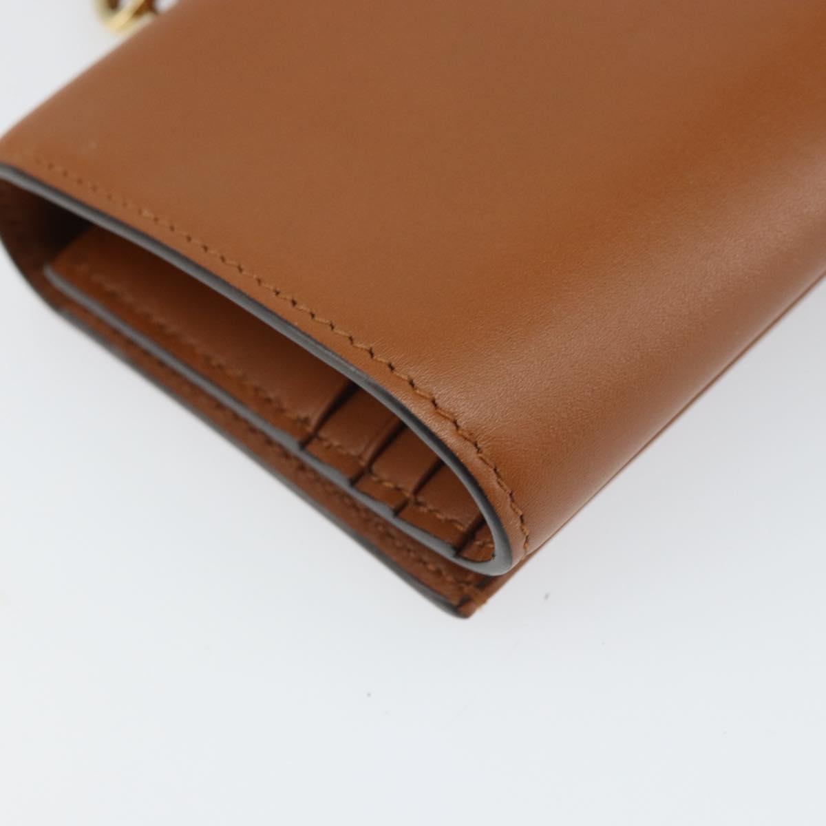 Salvatore Ferragamo Gancini Shoulder Wallet Bag Leather Brown Gold Auth 169804V