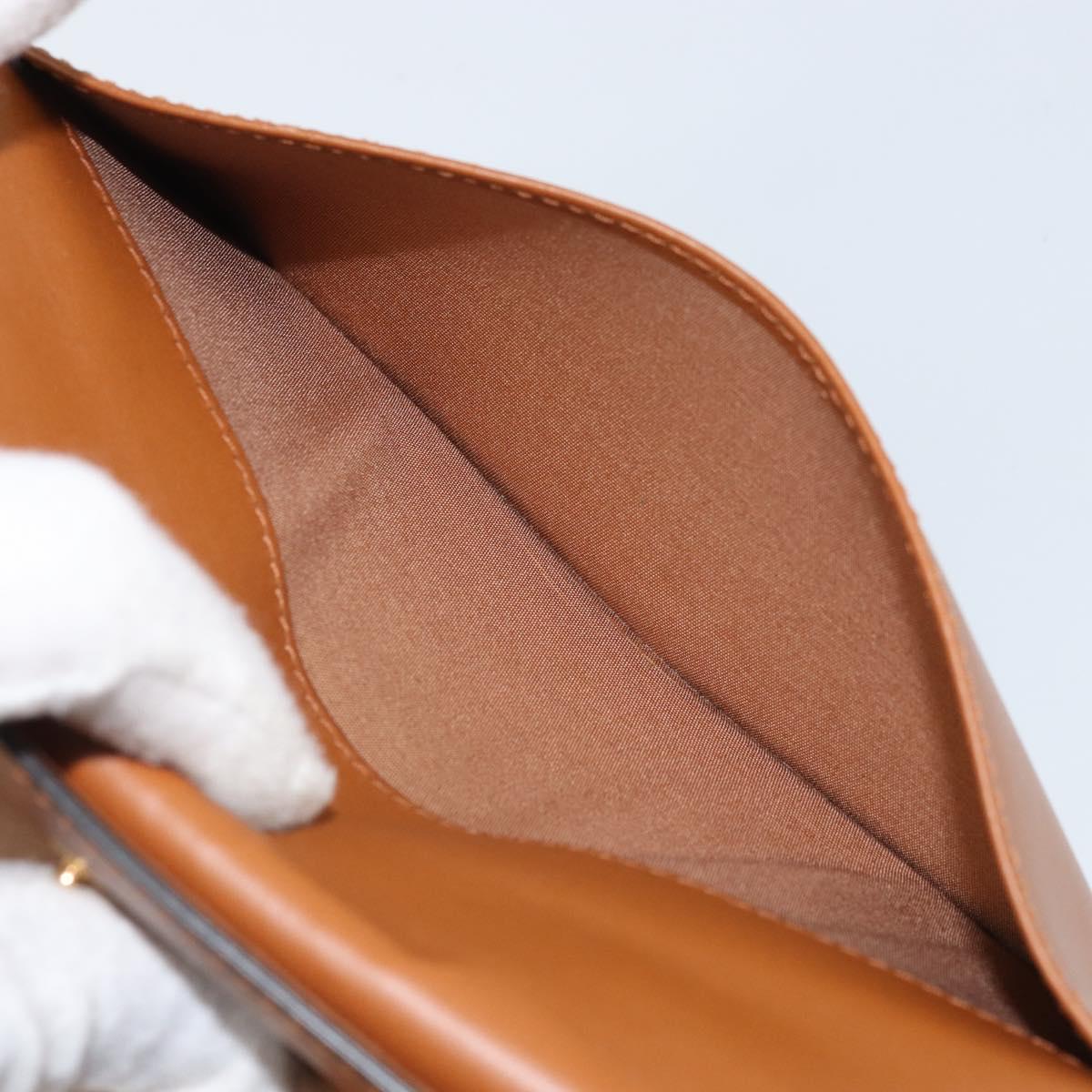 Salvatore Ferragamo Gancini Shoulder Wallet Bag Leather Brown Gold Auth 169804V