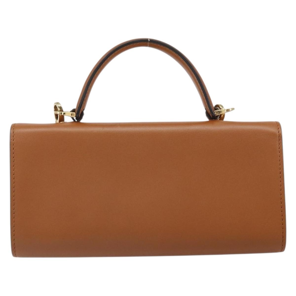 Salvatore Ferragamo Gancini Shoulder Wallet Bag Leather Brown Gold Auth 169804V