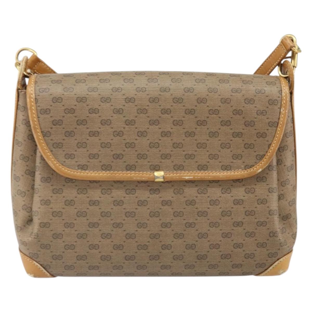 GUCCI Micro GG Supreme Shoulder Bag PVC Beige Gold 001 099 4084 Auth 169812