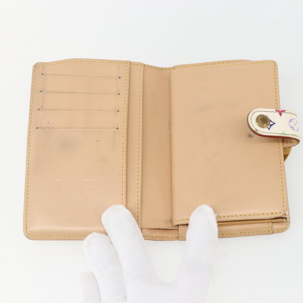 LOUIS VUITTON Multicolor Porte MonnaieViennois Wallet White M92987 Auth 169820