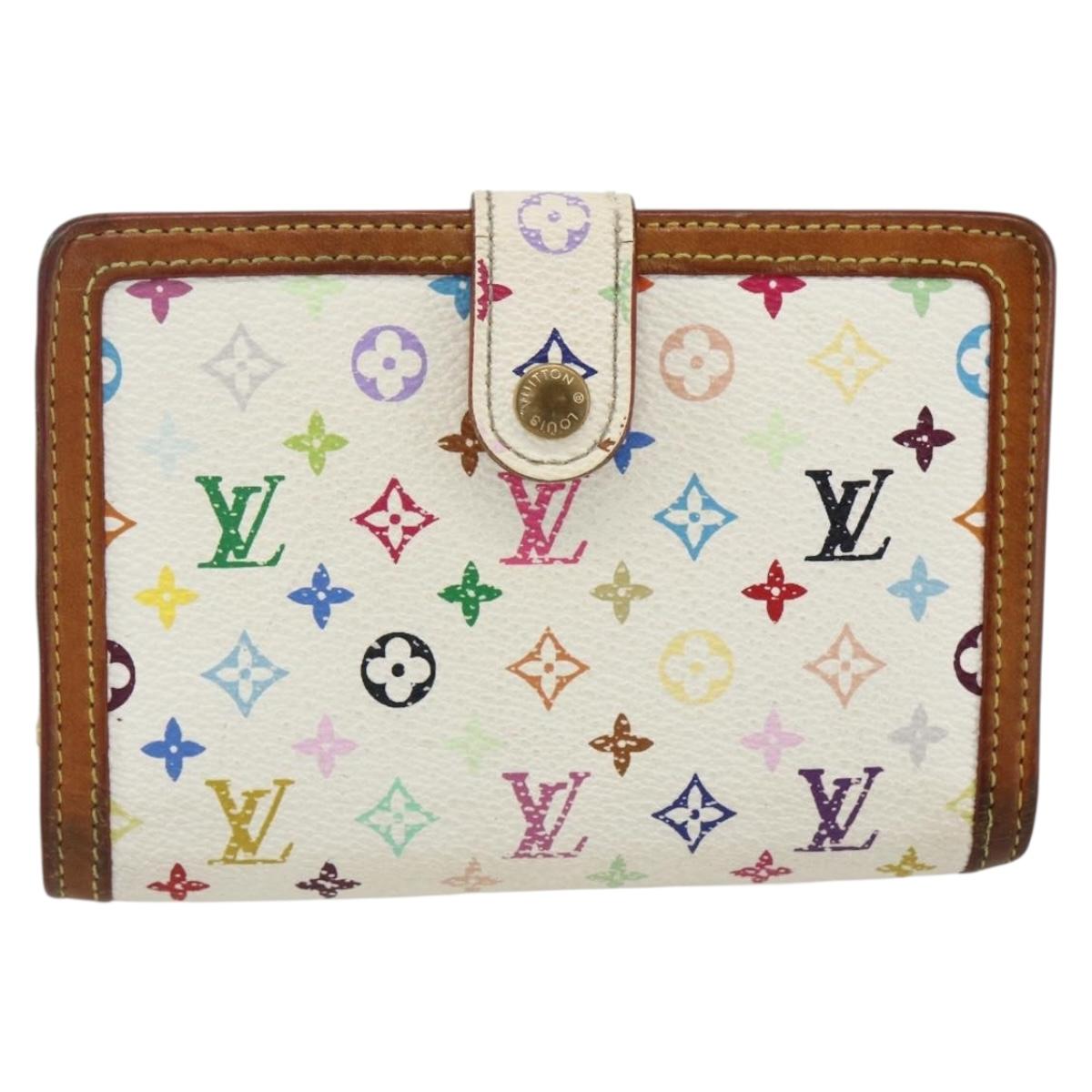 LOUIS VUITTON Multicolor Porte MonnaieViennois Wallet White M92987 Auth 169820