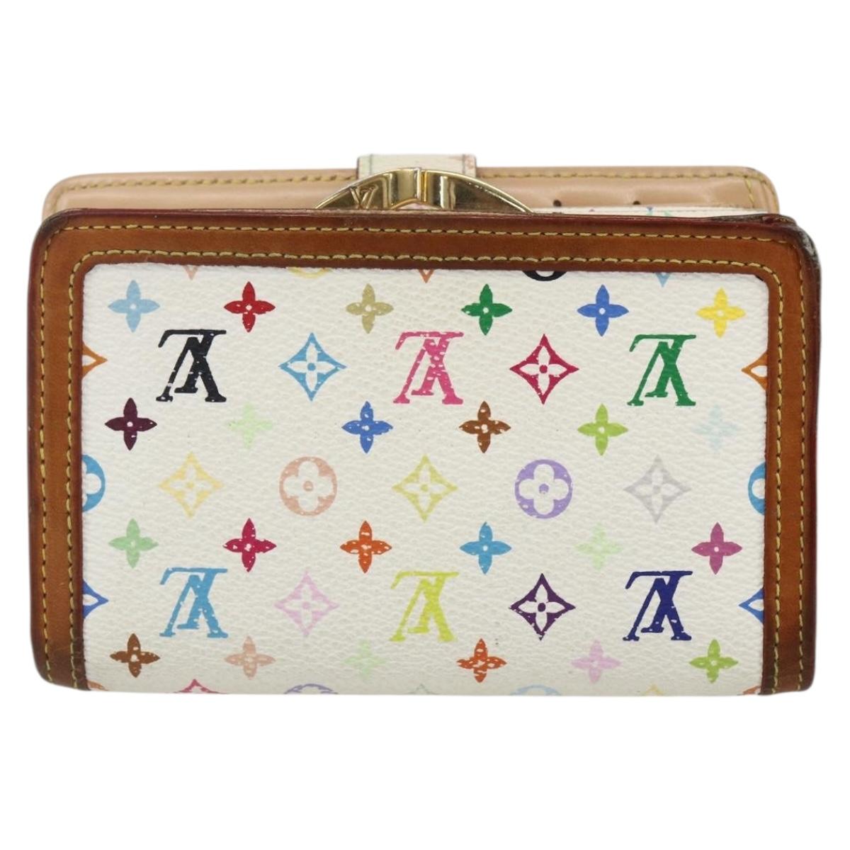 LOUIS VUITTON Multicolor Porte MonnaieViennois Wallet White M92987 Auth 169820