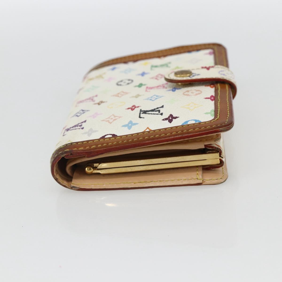 LOUIS VUITTON Multicolor Porte MonnaieViennois Wallet White M92987 Auth 169820