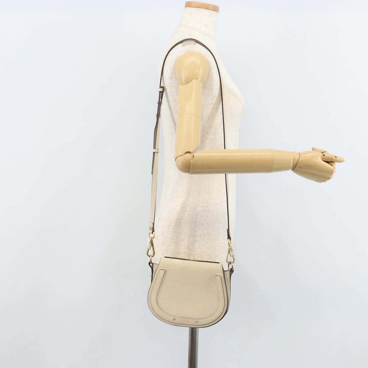 Chloe Nile Hand Bag Leather 2way Ivory Gold Auth 169835