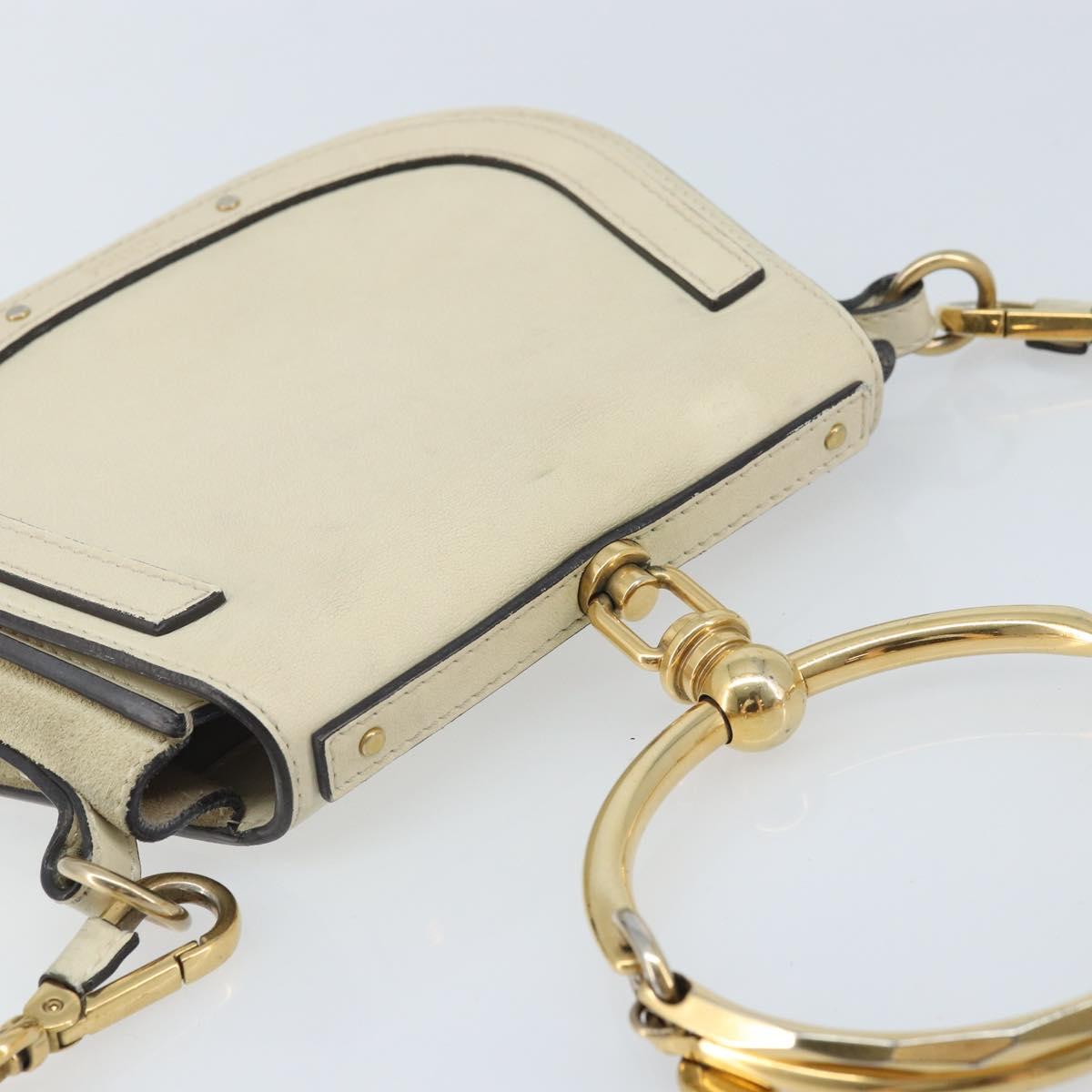 Chloe Nile Hand Bag Leather 2way Ivory Gold Auth 169835
