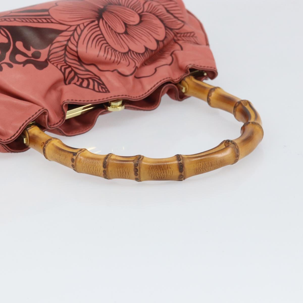 GUCCI Bamboo Hand Bag Leather Pink Gold 95231 Auth 169845V