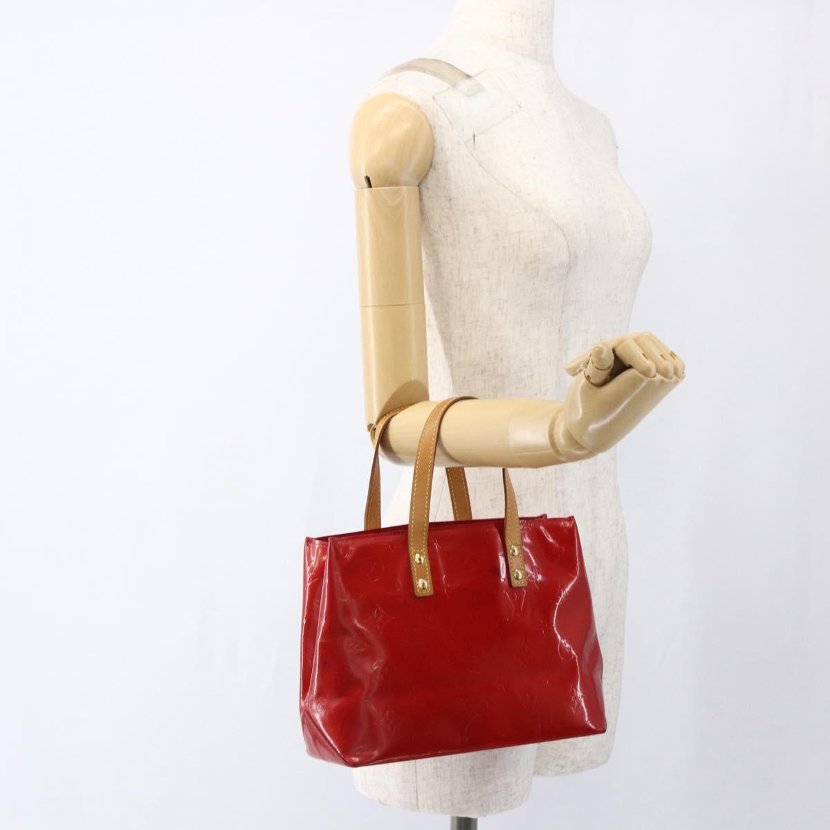 LOUIS VUITTON Monogram Vernis Reade PM Hand Bag Red Rouge M91088 LV Auth 169846