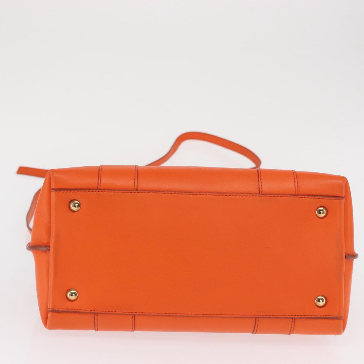 Salvatore Ferragamo Gancini Hand Bag Leather 2way Orange Gold Auth 169855