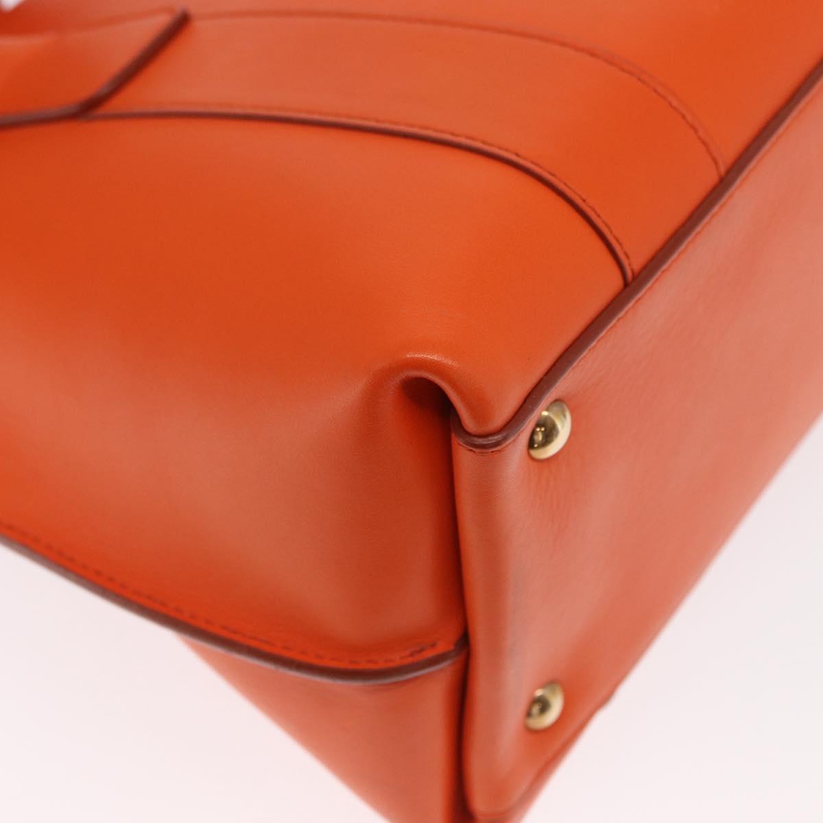 Salvatore Ferragamo Gancini Hand Bag Leather 2way Orange Gold Auth 169855